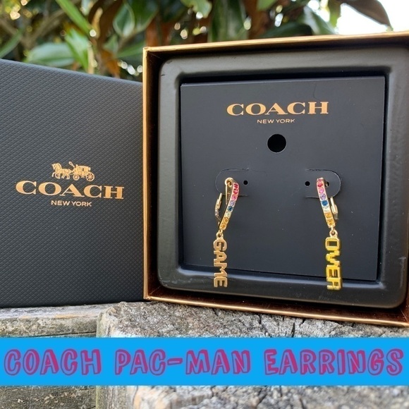 Coach NEW NWT PAC-Man Game Over Arcade Earrings - Picture 2 of 5